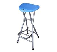 LXLAEOANG Tabouret De Pêche Chaise Réception Simplicité | Tabouret haut de barre portatif d'acier au carbone de balcon pliant de tuyau avec le repose-pieds(No backrest blue)