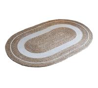 LXLAEOANG Tapis De Sol Tressé en Jute Ovale Tissé | Avec des rayures blanches, tapis antidérapant lavable for salon chambre à coucher(Color 1,800MMx1200MM)