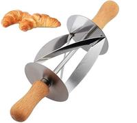 LXLUOO Rouleau à croissant, coupe-pain en acier, manche en bois, grattoir à pâte pour faire des croissants