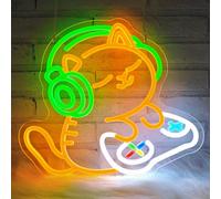 Lxmoneon Enseigne au néon Chat,Jeu de chat Panneaux LED pour gamer | salle jeux Enseigne néon colorée forme chat pour chambre à coucher zone jeu chambre garçon fête caverne d'homme