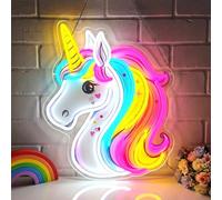 Lxmoneon Enseigne lumineuse licorne néon,néon licorne colorée à intensité | variable lampe neon LED licorne alimentée par USB pour chambre,chambre d'enfant,fête d'anniversaire,cadeau pour filles