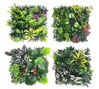 Lxoraziy Mur Végétal Artificiel 4 Panneaux 25x25cm, Plantes Artificielles Mural Imitation Feuillage pour Décoration Intérieure Extérieure Jardin, Balcon, Salon, Bureau, Mariage -D
