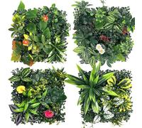 Lxoraziy Mur Végétal Artificiel 4 Panneaux 25x25cm, Plantes Artificielles Mural Imitation Feuillage pour Décoration Intérieure Extérieure Jardin, Balcon, Salon, Bureau, Mariage -C