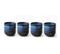 Lxuwbd Ensemble de 4 tasses à thé en céramique de style japonais, tasse à thé, tasse à café, ensemble de tasses Yerba Mate en céramique (bleu)