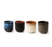 Lxuwbd Ensemble de tasses en céramique de style japonais, tasse à thé, tasse à café, ensemble pour yerba mate, ensemble de 4 tasses en céramique pour mate (4 couleurs)
