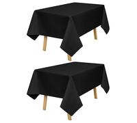 LYAFS Lot de 2 Nappes Noir Nappe en Tissu 140x200cm Couverture de Table | Lavable, Noel, Jardin, fête, Mariage ou Maison,Décoration de table, Protection de table, Anti-Rides et Résistantes