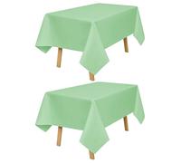 LYAFS Lot de 2 Nappes Sage Vert Rectangle Nappe en Tissu 140x200 cm, Anti-Rides et Résistantes, Housse de Table Décorative Protectrice pour Salle à Manger, Fête, Mariage et Usage Quotidien