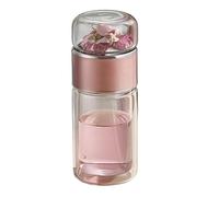 lyanny Bouteille Infuseur à Thé en Verre Isolée à Double Couche de, 280 ml, Verre, Acier Inoxydable, Silicone, Usage à la Maison, en Voyage, en, à l'Extérieur
