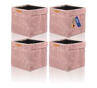 Lycce Boîtes Kallax en tissu de corde, lot de 4 | boîtes de rangement pliables 33 x 33 x H31 cm avec housse en corde amovible et lavable | boîtes d'organisation adaptées pour l'étagère Kallax | rose
