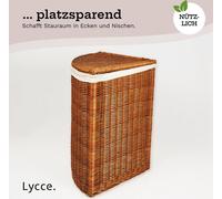 Lycce Coffre à linge d'angle - 75 L ou 125 L - en osier Panier à linge avec couvercle et insert en tissu lavable Collecteur à linge Coffre à vêtements Coffre de rangement Coffre, taille : taille 2
