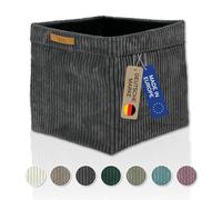 Lycce Kallax Boîte en velours côtelé tendance | Panier de rangement pour étagère Kallax | Boîte pliante 33 x 33 x 31 cm avec housse amovible | Fond avec revêtement non tissé | Cube de rangement | Gris