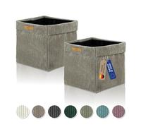 Lycce Kallax Boîtes Cord Lot de 2 | Insert Kallax 33 x 33 x H31 cm | Boîte de rangement avec housse Cord amovible compatible avec étagère Kallax | boîtes de rangement pliables en spunbond | taupe