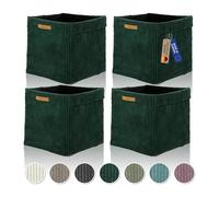 Lycce Kallax Boîtes en tissu de corde, lot de 4 | boîtes de rangement pliables 33 x 33 x H31 cm avec housse en corde amovible et lavable | boîtes de rangement adaptées pour l'étagère Kallax en vert