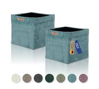 Lycce Kallax Lot de 2 inserts kallax 33 x 33 x 31 cm avec revêtement en velours lavable, convient pour étagères et boîtes pliantes, turquoise