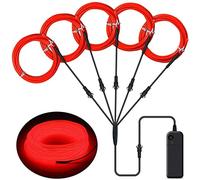 Lychee Portable 5x1 Mètre Lumineux Au Néon Strobing Fil Électroluminescent Flexible Lumineux Au Néon Lumineux EL Wire Rope 3 Modes (Rouge)