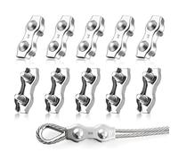 LYCXAMES M3 Duplex Clips Serre-Câbles, 10 Pièces Pinces De Câble Métallique Duplex En Acier Inoxydable 304, Câble à Pince 3mm pour Cordes à Linge en Câble Métallique, Voiles de Soleil