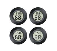 LYCXAMES Mini hygromètre 2 en 1-4 mini thermomètres numériques LCD - Pour l'intérieur et l'extérieur - Pour serre, cave, rond - Noir