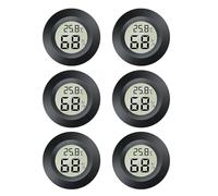 LYCXAMES Mini hygromètre 2 en 1-6 mini thermomètres numériques LCD - Pour l'intérieur et l'extérieur - Pour serre, cave, rond - Noir
