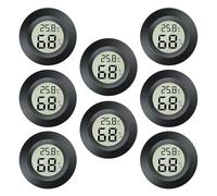 LYCXAMES Mini thermomètre LCD 2 en 1 et hygromètre pour intérieur et extérieur, serre, cave, noir rond, 8 pièces