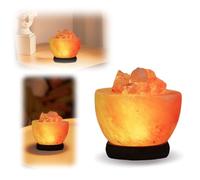 LYEAA Lampe au Sel Naturel de l'Himalaya, 1,5-2 kg, 100% Naturel, avec Câble et Ampoule Inclus, Base en Bois - Lampe au Sel pour un Environnement Relaxant et Sain
