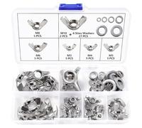 Lyeteung 27 Pièces M3/M4/M5/M6/M8/M10 Écrou Papillon Kit, Écrous À Oreilles en Acier Inoxydable, d'Écrous Papillon Métriques à Main, avec 27 Pièces Rondelles Plates, pour Outils de Bricolage