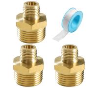 Lyeteung 3 Pièces G3/8 Mâle vers G1/8 Mâle, Fileté Mamelon Double en Laiton Connecteur, Mamelon de Connexion, avec Ruban de Plombier, pour Raccord de Tuyau