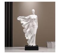 LYHD Décoration d'intérieur Sculpture de Figure Abstraite européenne avec Statue Base Noire drapée Fluide Figurines décoratives(White)