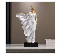 LYHD Décoration d'intérieur Sculpture de Figure Abstraite européenne avec Statue Base Noire drapée Fluide Figurines décoratives(White and Gold)