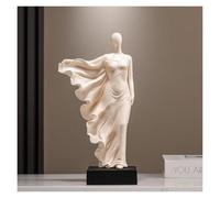 LYHD Décoration d'intérieur Sculpture de Figure Abstraite européenne avec Statue Base Noire drapée Fluide Figurines décoratives(Warm White)