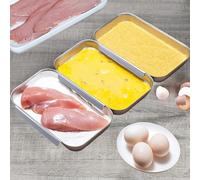 LYHLYA Lot de 3 plateaux à paner pour la cuisson en acier inoxydable pour mariner la viande, le poulet, le poisson, la préparation des aliments
