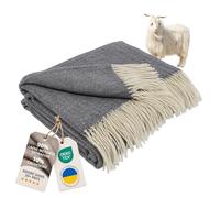 LYHome Plaid Cachemire et Laine Mérinos, Jete pour Lit et Canapé 140x200 cm | Doux et Chaud Couverture avec Franges 10% Cachemire, 90% Mérinos OEKO-TEX. Grande Taille Plaid d'Été et Hiver | Gris, Chevron