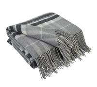 LYHome Plaid Cachemire et Merinos - Couverture pour Le Canape Le Lit, Couvertures Luxe en Laine de Mouton Grande Taille, Chaude Doux Automne et Hiver (140 x 200 cm | Gris - Gris Foncé - Blanc Tartan)