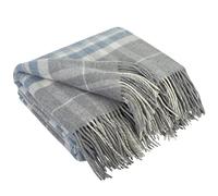 LYHome Plaid Cachemire et Merinos - Couverture pour Le Canape Le Lit, Couvertures Luxe en Laine de Mouton Grande Taille, Chaude Doux Automne et Hiver (140 x 200 cm | Gris - Bleu Doux - Blanc Tartan)