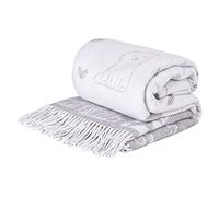 LYHome Plaid Coton - Couverture pour Canape Lit Fauteuil, 140 x 200 cm | Couvertures 1 et 2 Personnes, Jete Grande Taille, Couvre Doux D’été Exterieur et Intérieur (Gris Clair avec Blanc Chats)