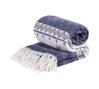 LYHome Plaid en Laine Mérinos, Couverture Chaude et Douce, 140x200 cm | 80% Laine 20% Nylon OEKO-TEX. Plaid Canape Grande Taille, Jeté de Lit 1 et 2 Personnes, Pique-Nique, Camping | Bleu, Cerf