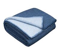 LYHome Plaid Laine Merinos - Couverture pour Canape Lit 1 Personne, Couvertures Accessoires Exterieur de Camping Militaire Voyage et Armee, Hiver Chaud (150 x 215 cm, Bleu Clair - Bleu Réversible)