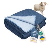 LYHome Plaid Laine Mérinos, Plaid Canapé Chaud & Jeté de Canape 130x170 cm | Couverture 80% Laine Mérinos, 20% Nylon, OEKO-TEX. Canapé, Lit, Voiture, Pique-Nique, Extérieur, Camping | Bleu - Bleu Clair