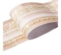 LYHYDMA Frise Murale Adhésive 1 rouleau/paquet bordure de taille autocollants muraux étanches 3D Relief rustique carrelage salon salle bain 5M longueur ligne auto-adhésive(Beige european style)