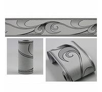 LYHYDMA Frise Murale Adhésive 10m Argent Gris Vague Toteml Stickers Muraux Papier Peint Bordure Peel Stick Sticker Autocollant Cuisine Comptoir Amélioration De L'habitat