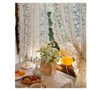 LYHYDMA Rideau Dentelle à Bords Ondulés, Rideau de Séparation en Dentelle Palace, Gaze Brodée Vintage Beige, Rod Pocket W130CM x H230CM 1PC