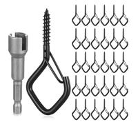 LYIMCHONG 30 Pcs pour Piton à Visser, Crochet à Visser avec Boucle de Sécurité, Crochet Plafond Charge Lourde, Crochets à Vis en Acier Inoxydable pour Suspendre Plantes en Pot Tasses Lumières, Noir