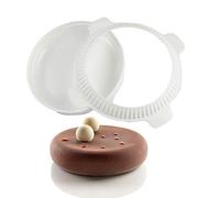 LYJ Cuisine créative Mousse de cuisson Moules en silicone Eclipse en forme ronde, un ensemble à dessus plat et côtés arrondis, Moules à gâteau en silicone, Blanc, Chine