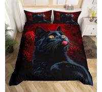 LYJKLST Chat Noir Housse de Couette pour Chambre Adulte 2 Personne 280x240 Moderne Motif Pet Cat Pattern Parure De Lit Mignon Chaton Impression modèle avec 2 Taies d'oreiller 65x65 cm