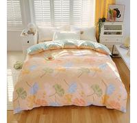 LYJKLST Housse de Couette 280x240cm 2 Personne Feuilles de Ginkgo Parure de lit Feuilles colorées Sets de Housse Couette en Microfibre avec Fermeture Éclair Ginkgo