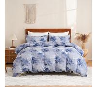 LYJKLST Housse de Couette Aquarelle Bleue 3 Pièces 280 x 240 cm avec 2 Taies d'oreiller 65x65 cm Encre Bleue irrégulière Motifs Parure de Lit 280 x 240 cm Douce Respirable Microfibre Bleu