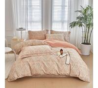 LYJKLST Housse de Couette Floral 3 Pièces 280 x 240 cm avec 2 Taies d'oreiller 65x65 cm Rayures de Couleur Motifs Parure de Lit 280 x 240 cm Douce Respirable Microfibre