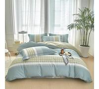 LYJKLST Housse de Couette Floral 3 Pièces 280 x 240 cm avec 2 Taies d'oreiller 65x65 cm Style bohème Bleu Motifs Parure de Lit 280 x 240 cm Douce Respirable Microfibre