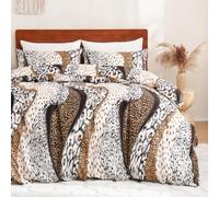 LYJKLST Housse de Couette Imprimé Animal 3 Pièces 280 x 240 cm avec 2 Taies d'oreiller 65x65 cm Imprimé léopard Motifs Parure de Lit 280 x 240 cm Douce Respirable Microfibre Imprimé Tigre