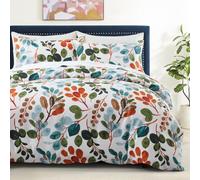 LYJKLST Housse de Couette Peinture à l'huile 3 Pièces 280 x 240 cm avec 2 Taies d'oreiller 65x65 cm Plantes colorées Motifs Parure de Lit 280 x 240 cm Douce Respirable Microfibre Blanc Pur