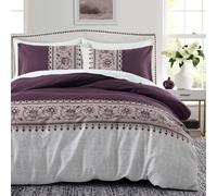LYJKLST Housse de Couette Violette européenne 3 Pièces 280 x 240 cm avec 2 Taies d'oreiller 65x65 cm Motif Violet Motifs Parure de Lit 280 x 240 cm Douce Respirable Microfibre Violet